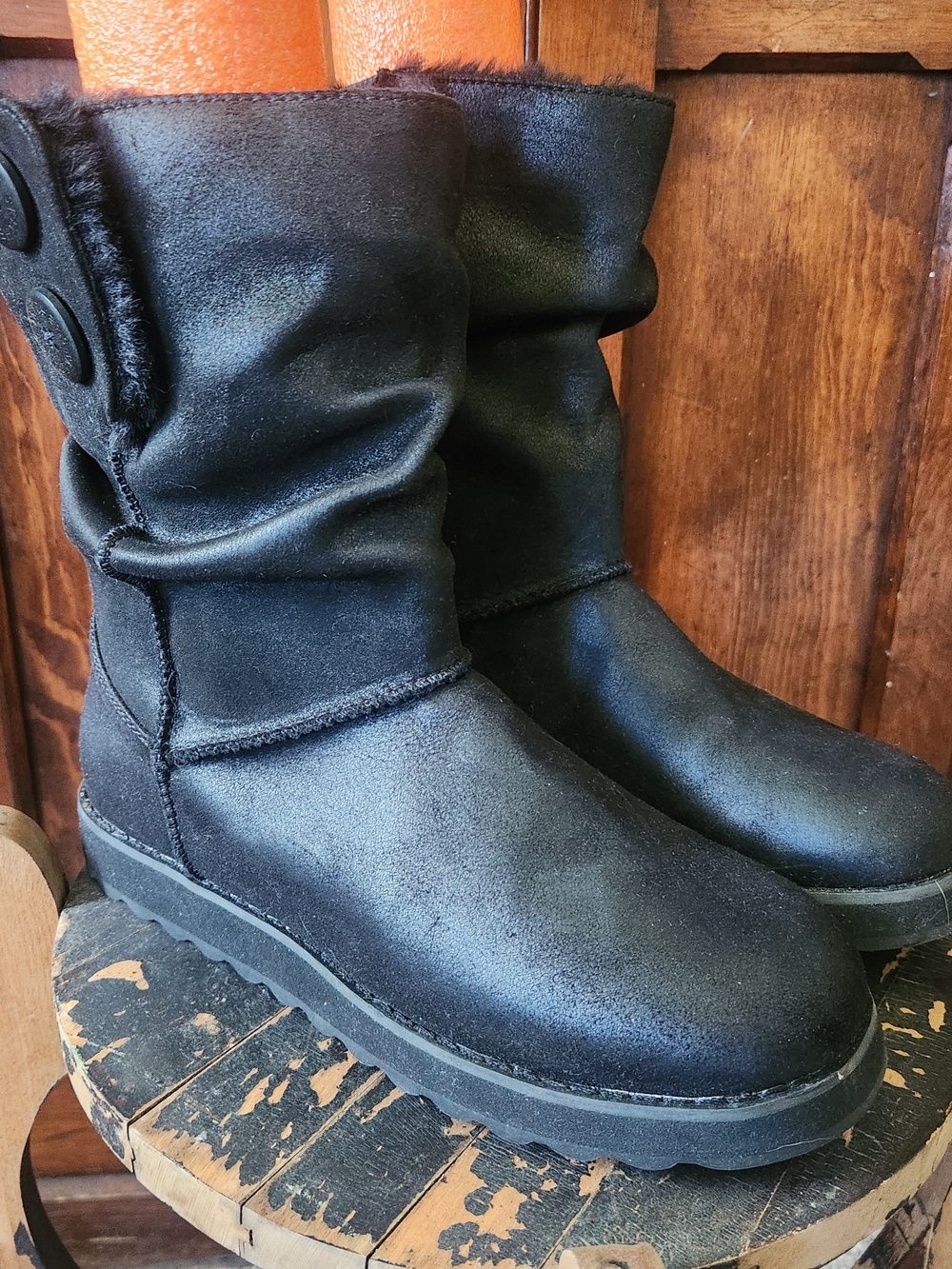 Women's Black Faux-Fur Lined Mid-Calf Boots